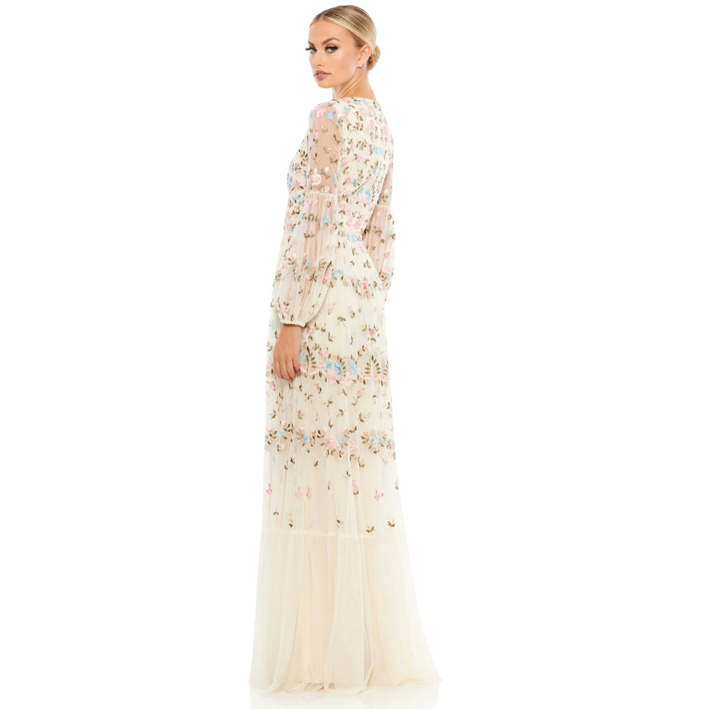 Mac Duggal EMBROIDERED BLOUSON SLEEVE GOWN Dress 10 NEW - Picture 2 of 10